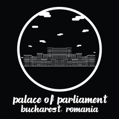 Circle Icon Palace of Parliament. Vector illustration