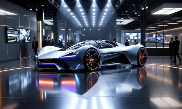 Futuristic car showroom display