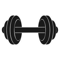 Simple Black and White Dumbbell Silhouette on white background