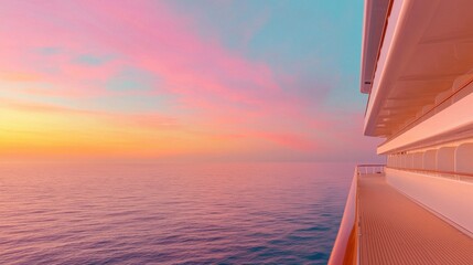 Serene sunset over calm ocean luxury yacht deck scenic view tranquil environment
