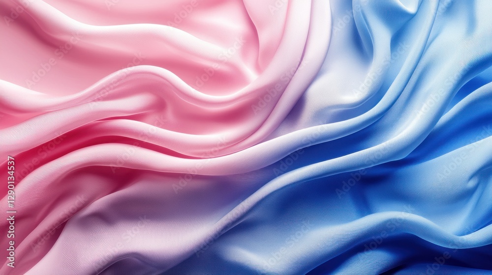 Fototapete elegant flowing fabric with soft pink and blue hues creating a smooth gradient texture for backgroun