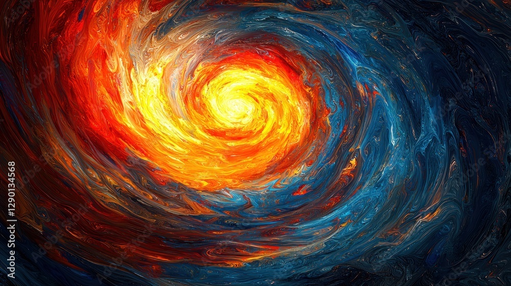 Aufkleber Abstract cosmic swirl of fiery orange and cool blue energy creating a mesmerizing celestial vortex of color and light artistic background