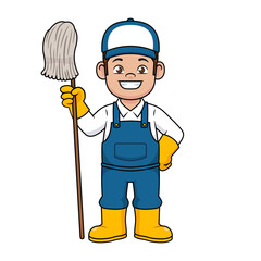 Vector Cleaning Service Character Illustration