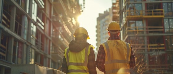 Construction Workers at Sunset