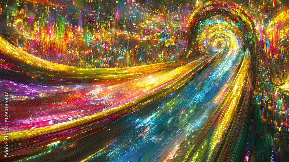 Wall mural colorful abstract painting featuring a vibrant swirl of various hues and patterns in a dynamic compo