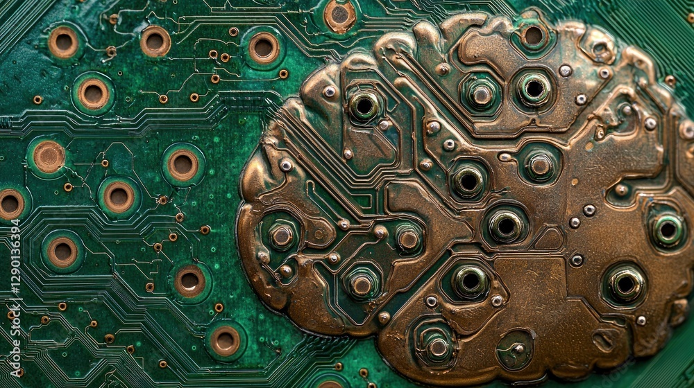 Leinwandbilder intricate circuit board resembles human brain highlighting artificial intelligence and advanced tech