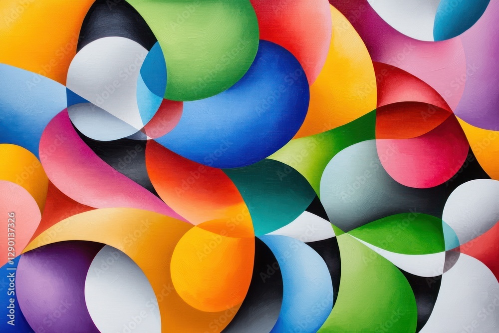 Poster creative vibrant abstract painting blending warm and cool hues circles and shapes canvas texture art