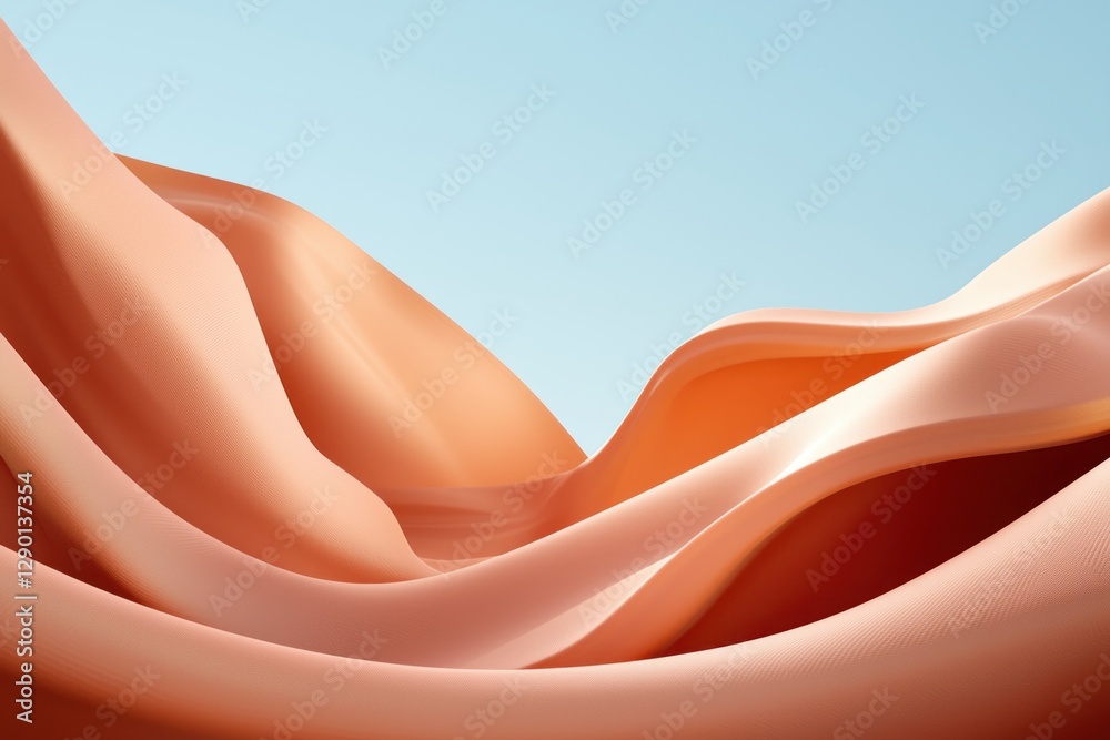 Aufkleber abstract peach wave on light blue background minimal style for modern design aesthetic motion
