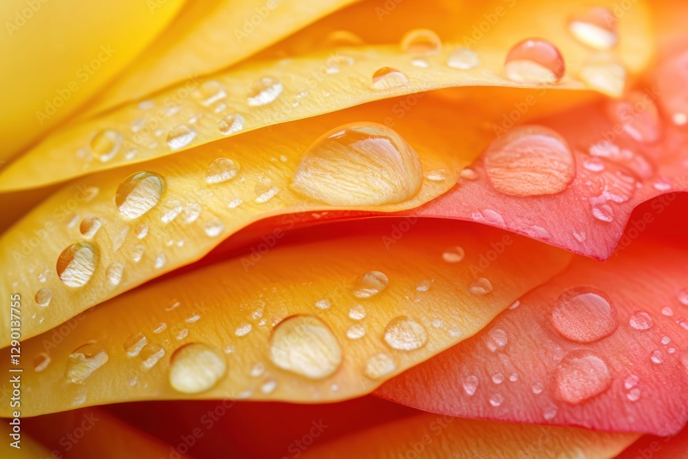 Poster Enchanting Macro Shot of Rose Petals Adorned with Pristine Water Droplets Sparkling in Soft Light