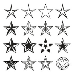 Obraz premium Star Vector Set: Assorted Black and White Star Shapes & Line Art