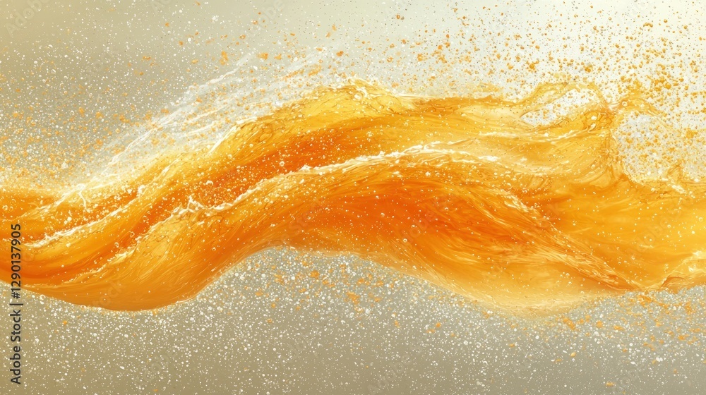 Poster vibrant orange liquid splash in dynamic motion on a light background creating a refreshing and energ