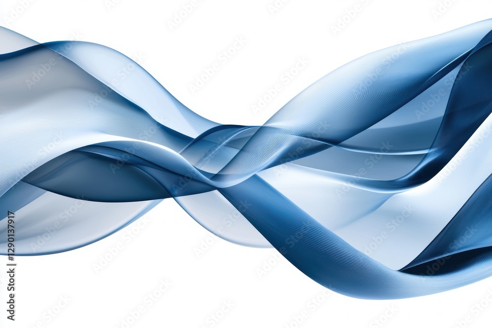 Aufkleber abstract blue wave on white canvas dynamic swirling lines elegant flowing ribbons backdrop design co