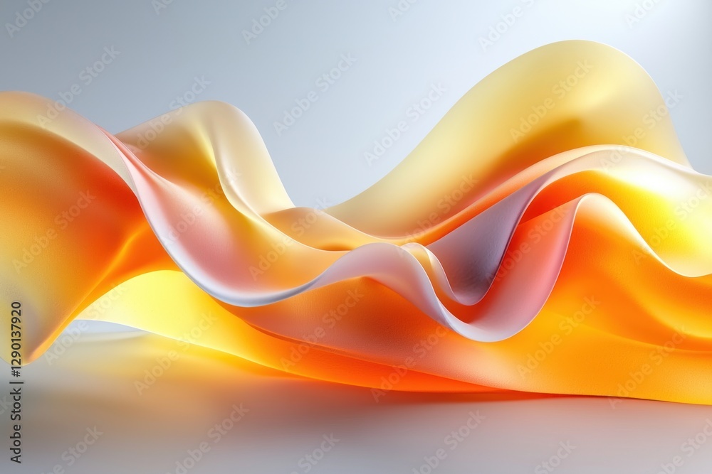 Aufkleber flowing translucent waves in warm colors abstract design with smooth and soft gradients artistic lig