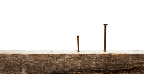 rusty nails stuck in the wood