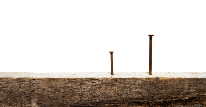rusty nails stuck in the wood