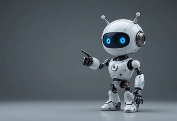 Abstract futuristic background with man, robot and digital elements symbolizing global technology, business and communication