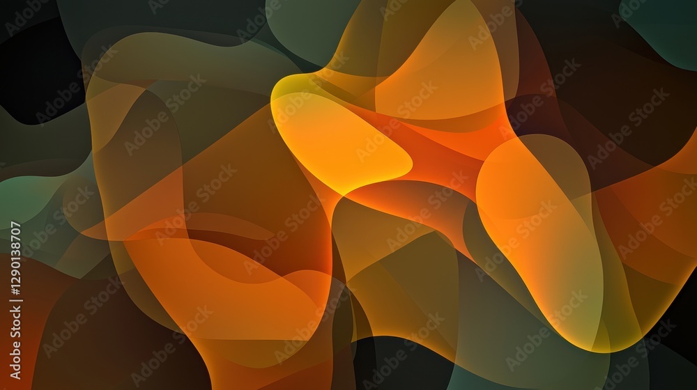 Poster Abstract Composition with Intertwined Orange and Green Shapes Creating a Dynamic and Modern Visual Experience for Design Projects