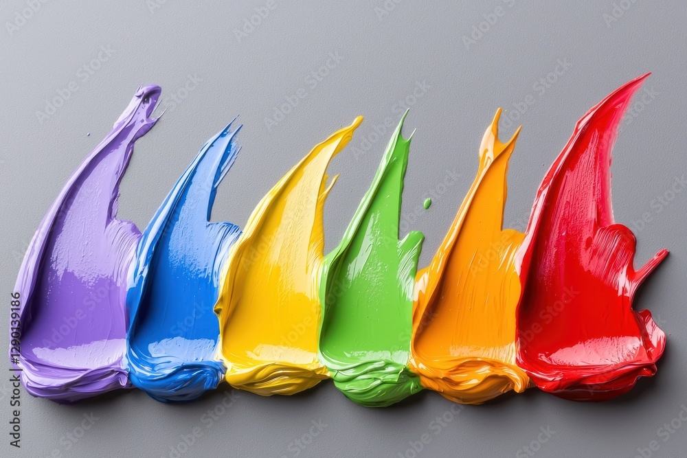 Poster Vibrant Palette of Strokes Featuring Rich Texture Smooth Application and a Spectrum of Primary Colors