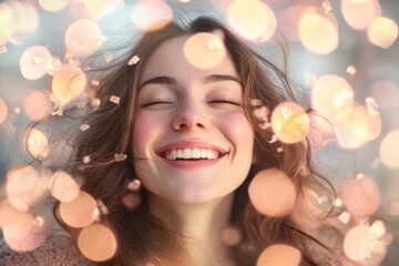 Fototapeta premium Soft lighting enhances blurry Women's Day self-portrait