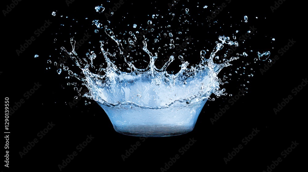 Aufkleber captivating water splash on black backdrop showcasing fluid dynamics and refreshing purity in studio