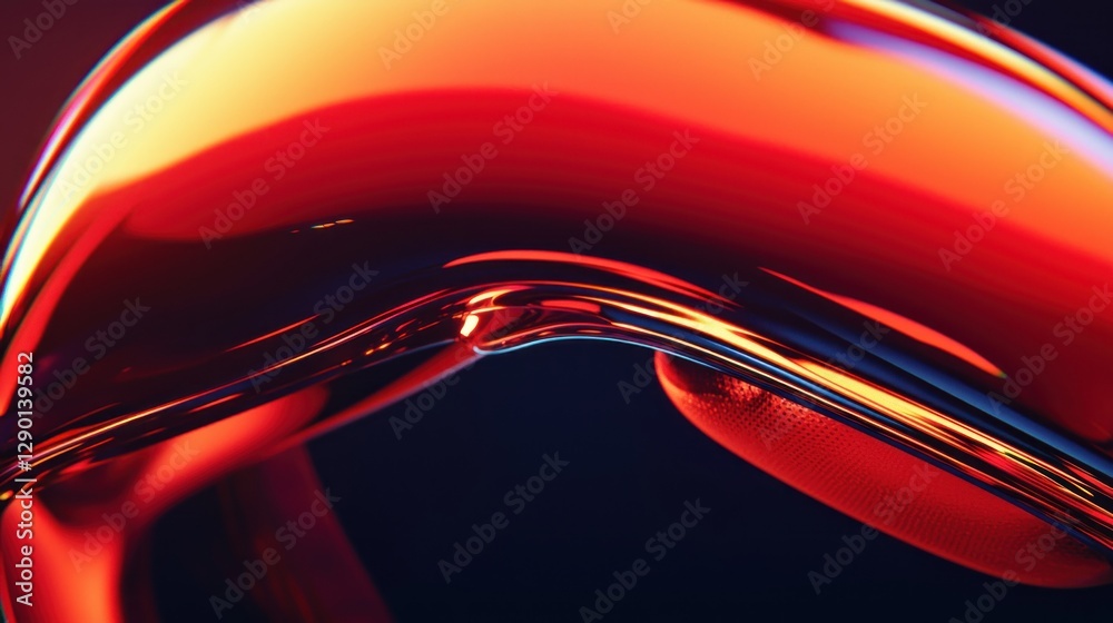 Leinwandbilder Abstract curved form with vibrant red and orange hues creating a dynamic modern design and smooth reflections for visual appeal and artistic expression