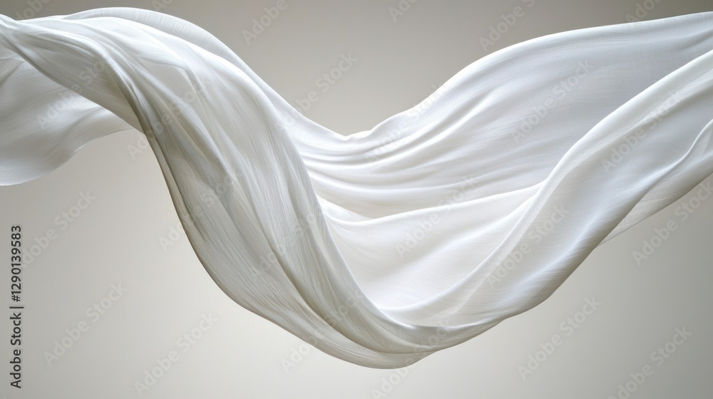 Fototapete Ethereal white fabric drapery in motion against a soft neutral backdrop capturing elegance fluidity and serene visual appeal for sophisticated design