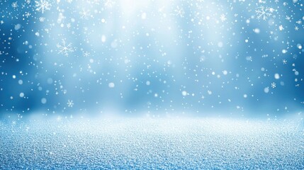 Obraz premium Serene winter snowfall scene with delicate snowflakes falling on a pristine snow covered surface creating a magical and dreamy atmosphere