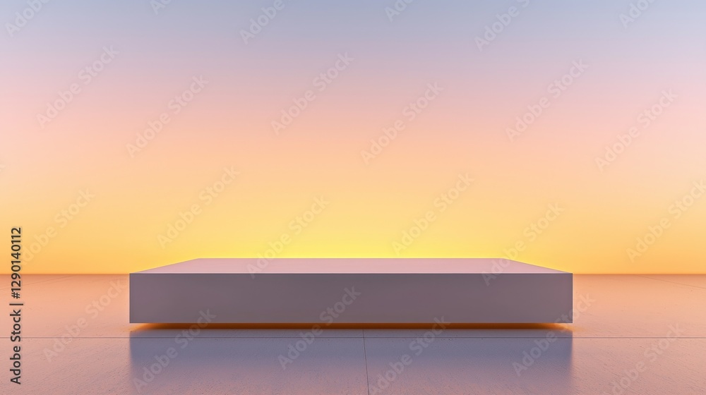 Aufkleber serene minimalist stage against a gradient sky at sunset for product presentation and display in a p