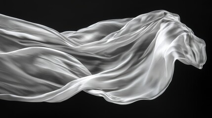 Fototapeta premium Ethereal Flow of Silky Fabric Against a Dark Background