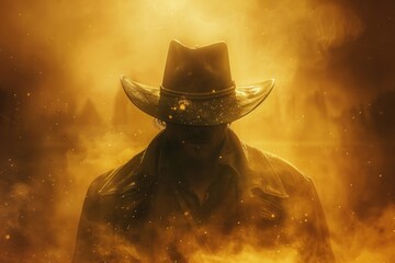 Mysterious Cowboy in a Golden Haze