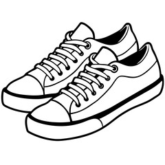 A pair of old sneakers, isolated on white background vector art illustration