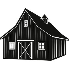  silhouette vector of aged wooden barn