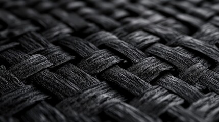 Black Woven Texture Portrait of Interlaced Ribbons and Strands