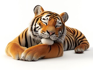 Obraz premium Leisurely tiger resting wildlife sanctuary animal portrait calm environment