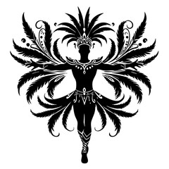 black silhouette man dancer Brazil carnival 