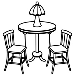  Tea table and chair vector art illustration