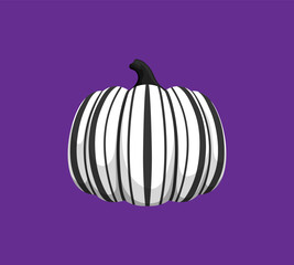 Cartoon Halloween pumpkin with holiday stripes ornament pattern for horror night, vector decor. Halloween holiday decoration pumpkin painted in black creepy lines for trick or treat party