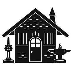  vector of a old blacksmith workshop