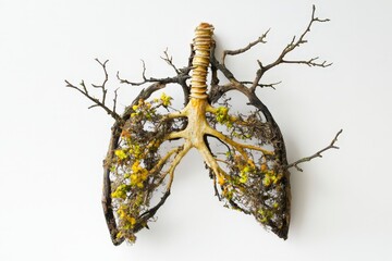 Creative Representation of Lungs with Branches and Flowers for Art