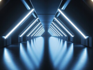 Futuristic Neon Tunnel - Glowing Corridor Design