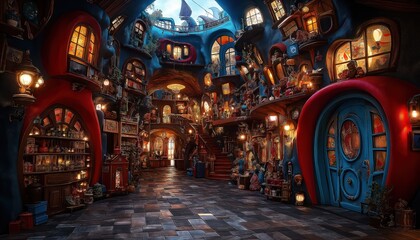 Obraz premium Maximalist Fantasy Shop Interior with Ornate Details and Whimsical Clutter