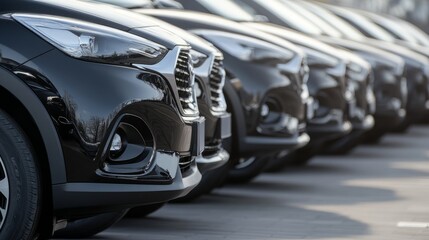 A lineup of vehicles for sale, showcasing simplicity and clarity in presentation.
