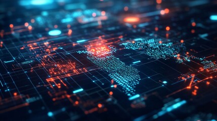 Obraz premium Global Network Digital World Map Abstract Background