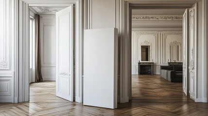 Minimalist Empty Canvas in Modern Parisian Interior Design Space