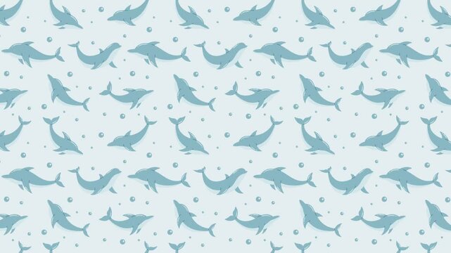 Dolphin object seamless pattern loop background animation. 4k video footage