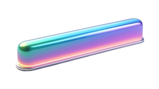 futuristic glowing neon bar with smooth gradient reflections and glossy finish on white, transparent background png