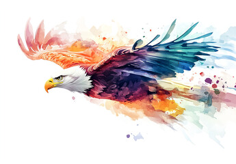 Obraz premium Colorful Watercolor Eagle in Flight