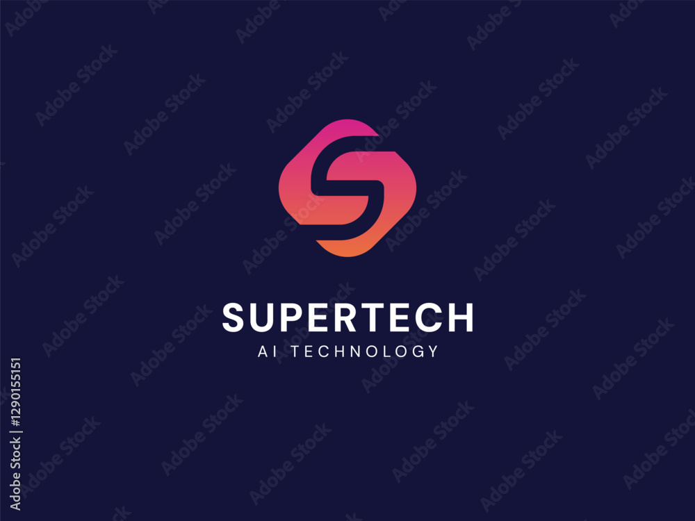 Wall mural artificial intelligence with overlapping letter s in rounded square technology analysis logo vector 