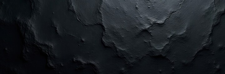 Deep black concrete, heavily textured surface, pattern, solid