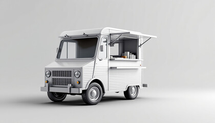Naklejka premium White Food Truck Mockup for Branding and Menu Design